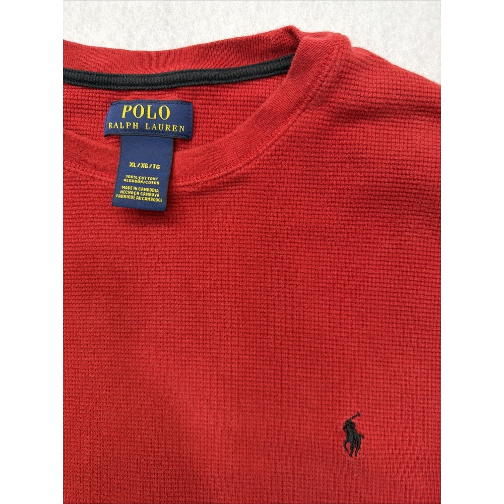 Polo Ralph Lauren Mens XL Red Waffle Knit Thermal Long Sleeve‎ Sleepwear Shirt